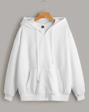 White Pull Over Zipper Hood