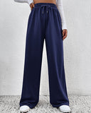 Comfort Stretch French Terry Open Bottom Trouser Navy Blue