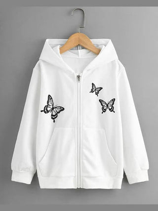 Butterfly Graphic Pull Over Zipper Hood