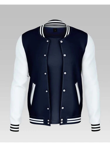 Women's Basic Button Down Baseball Varsity Bomber Jacket Navy