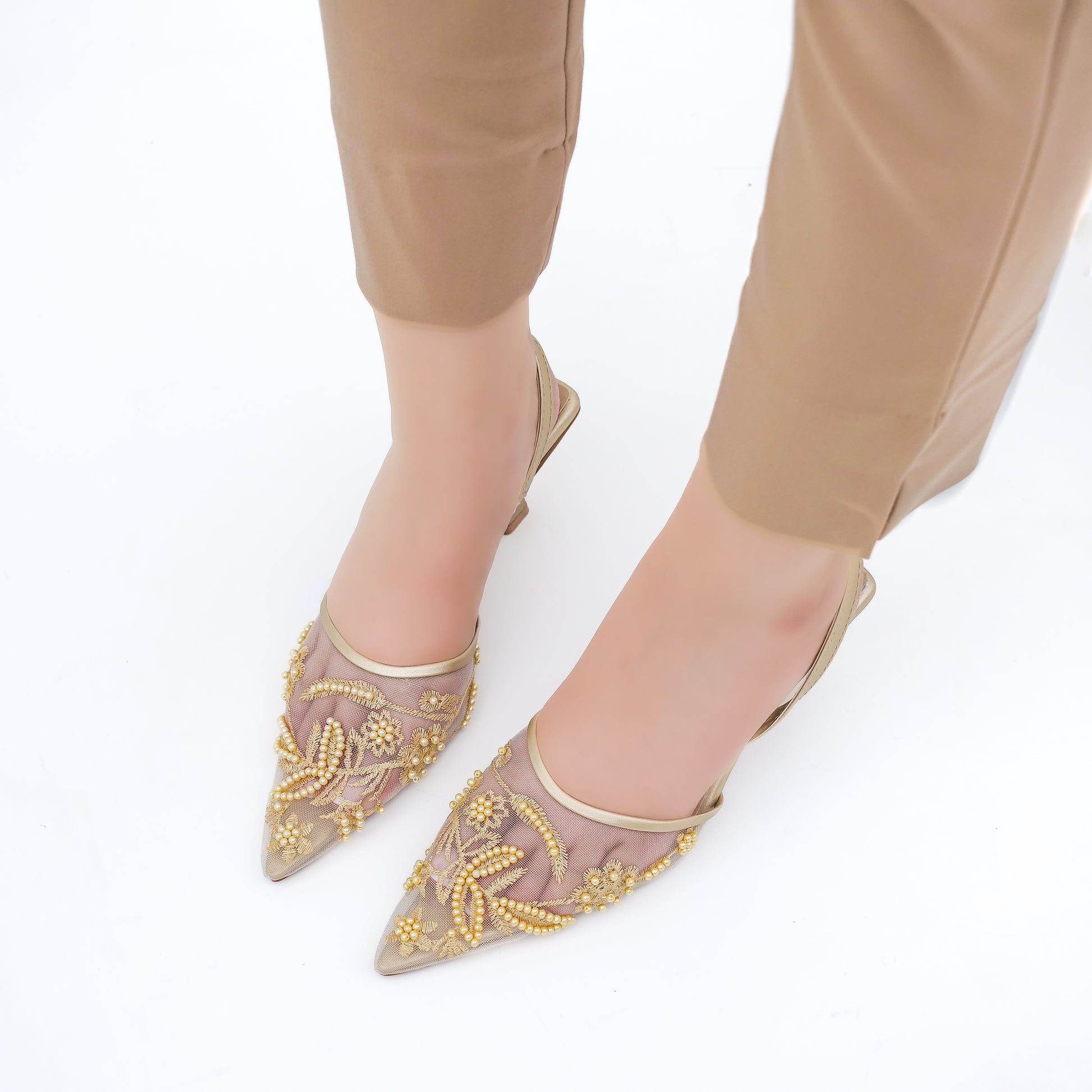 Wren Pearl Embroidery - Golden
