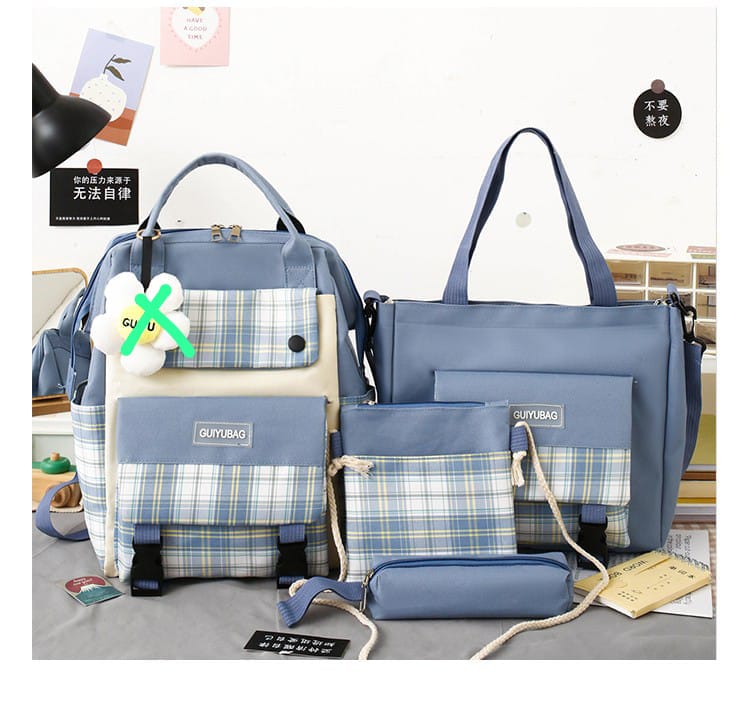 4 Piece bag pack Blue - Breakin.pk
