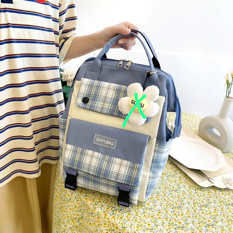 4 Piece bag pack Blue - Breakin.pk