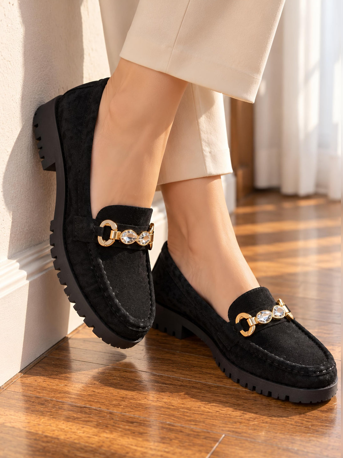 Nova Crystal Suede Loafers