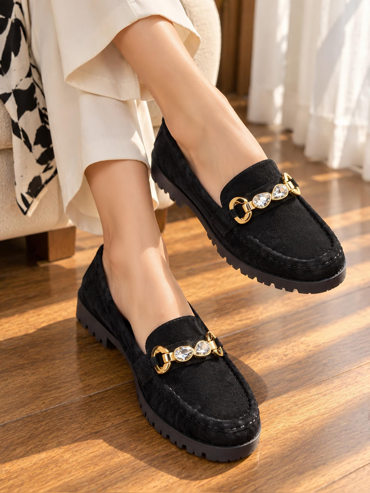 Nova Crystal Suede Loafers